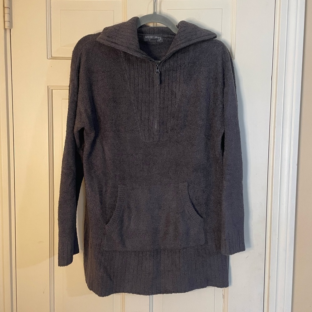 Barefoot Dreams CozyChic Lite Half Zip Pullover Tunic Women’s Size Medium Gray